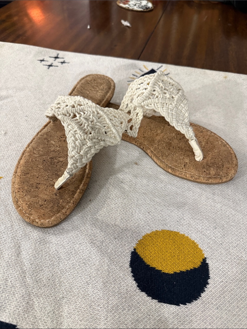 Altar'd State Cream Woven Toe-Post Sandals